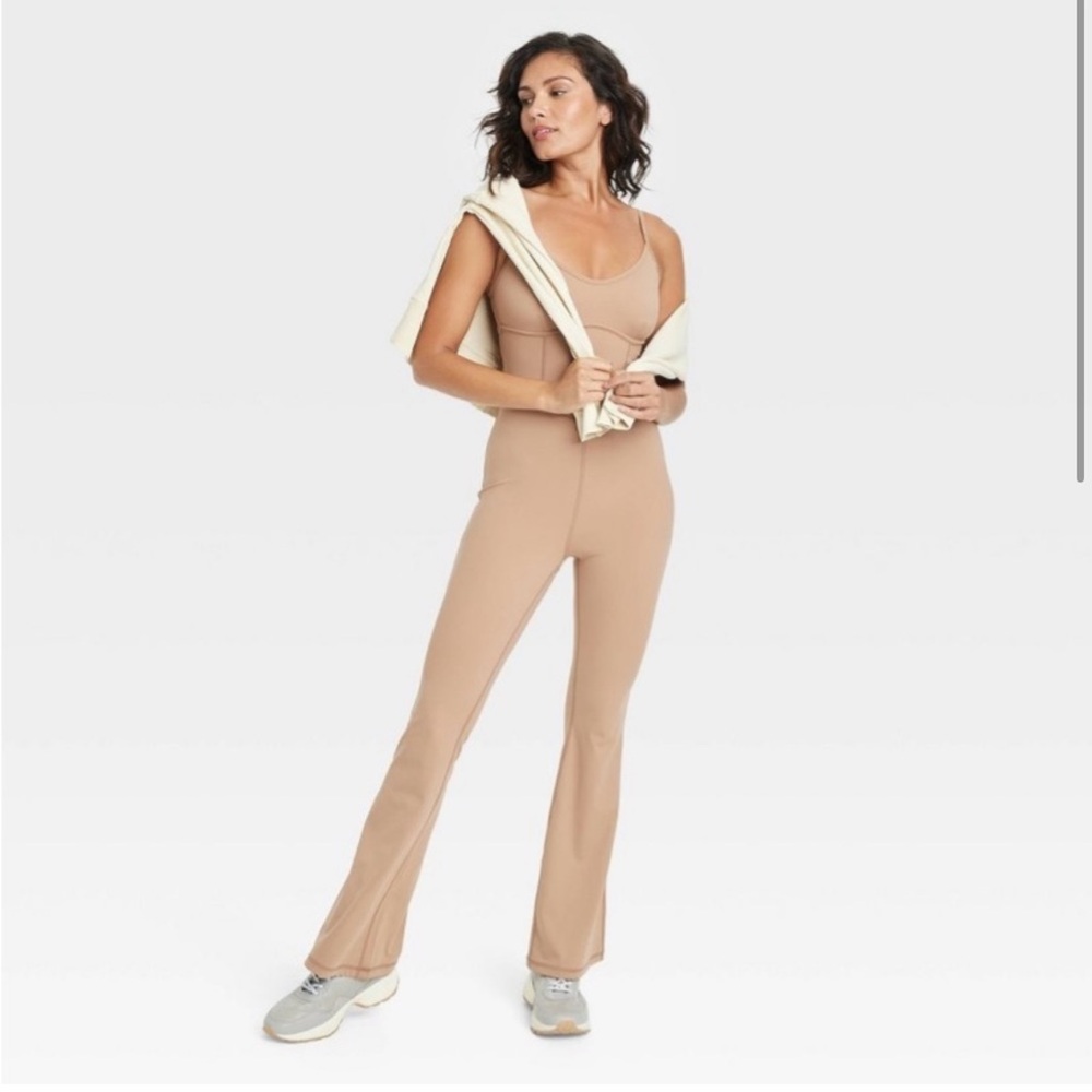 JoyLab Women's NWT Flare Long Bodysuit size medium brown tan